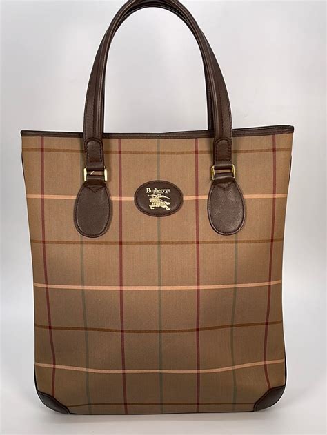 burberry checked canvas tote bag.